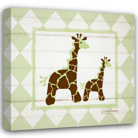 Sylvia Murray 15x15 Gallery Wrapped Canvas Wall Art Titled - Giraffes