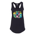 thumbnail image 2 of Cute Happy Smiling Dog Rainbow Pitbull Dog Lover Ladies Racerback Tank Top, Black, Small, 2 of 3