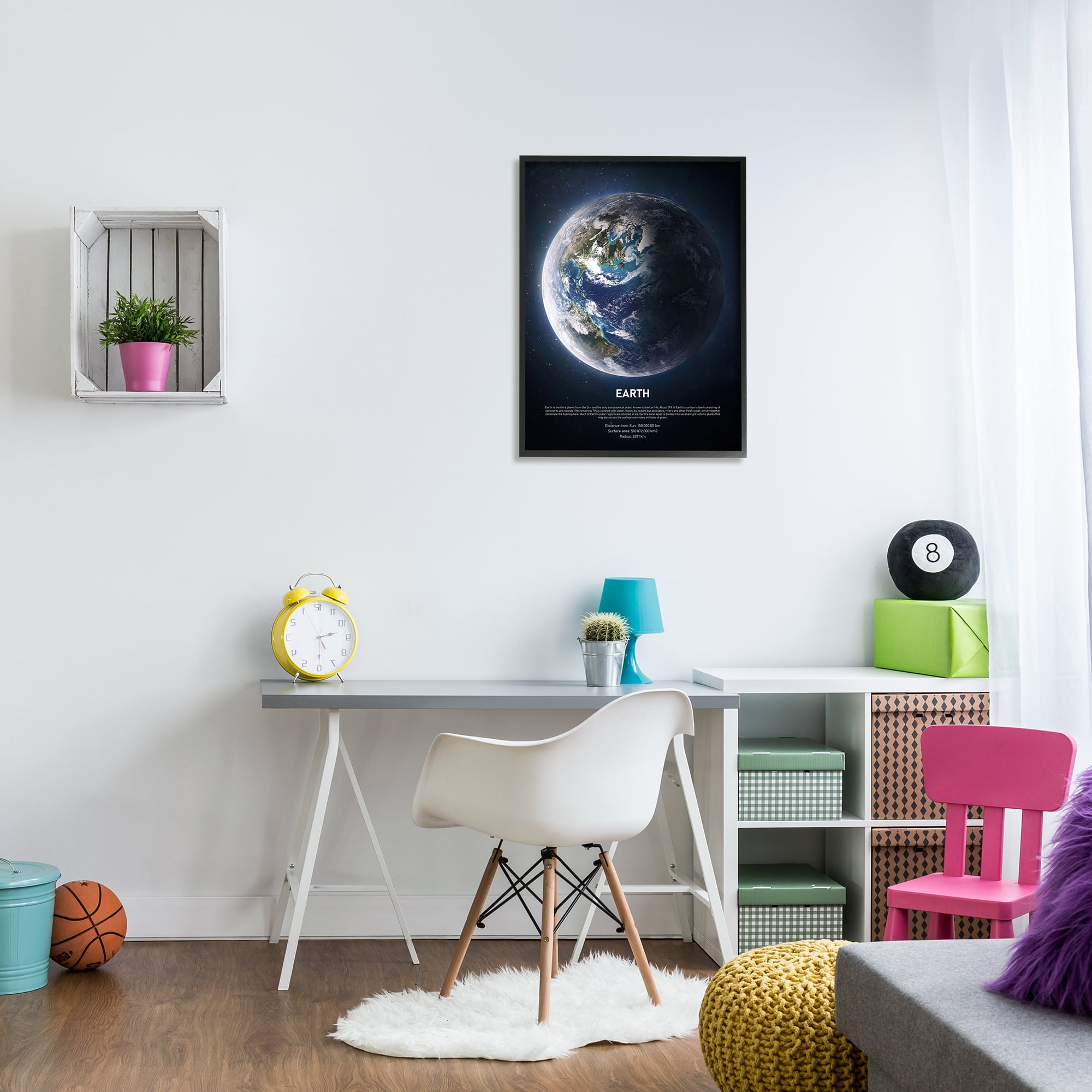 Stupell Industries Planet Earth Infographic Milk Way Outer Space Facts Novelty Photography Black Framed Art Print Wall Art, 24 x 30, Design by Design Fabrikken