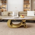 thumbnail image 5 of HIUU White Marble Coffee Table for Living Room,Oval Coffee Table with Gold Stainless Steel Base for Living Room, 5 of 10