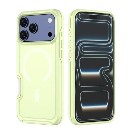 Magnetic for iPhone 17 Hybrid Case, Luxury Drop Protection Compatible with MagSafe Shockproof Slim Fit Matte Shockproof Thin TPU + PC Phone Case Cover for iPhone 17, Lightgreen
