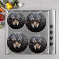 Bahomeck Gas Stove Burner Cover Set Of 4，SharpEyed Black Wolf Metal