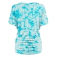 thumbnail image 2 of Made by Johnny Women's V-Neck Short Sleeve Tie Dye Shirring Dolman Top XL AQUA, 2 of 6