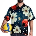 thumbnail image 4 of Seven Starred Ladybird Men's Button Down Hawaiian Poplin Shirt Summer Beach Printed Casual Short Sleeve Unisex Shirts, 4 of 6