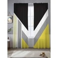 thumbnail image 2 of Black Yellow Lines Sheer Curtains 2 Panels Set Geometric Abstract Black Yellow Grey Texture Sheer Window Curtains Light Filtering Rod Pocket Voile Drapes for Bedroom Living Room 52"X96", 2 of 8