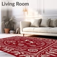 thumbnail image 2 of ODIKA 6'x9' Machine Washable Non-Slip Area Rug, Nostalgic Holiday Festive Motif High Traffic Rug with Pad, Red, 506056, 2 of 8