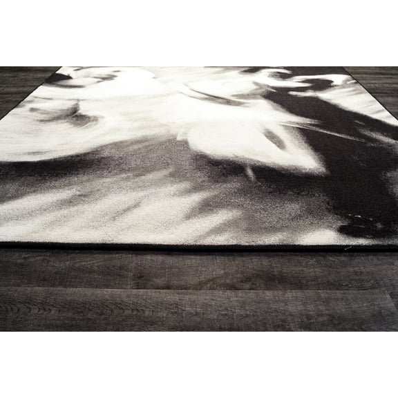 Milliken In The Moment Area Rug 4000177364 Ballare Grayscale Swirls Strokes 5' 4" x 7' 8" Rectangle