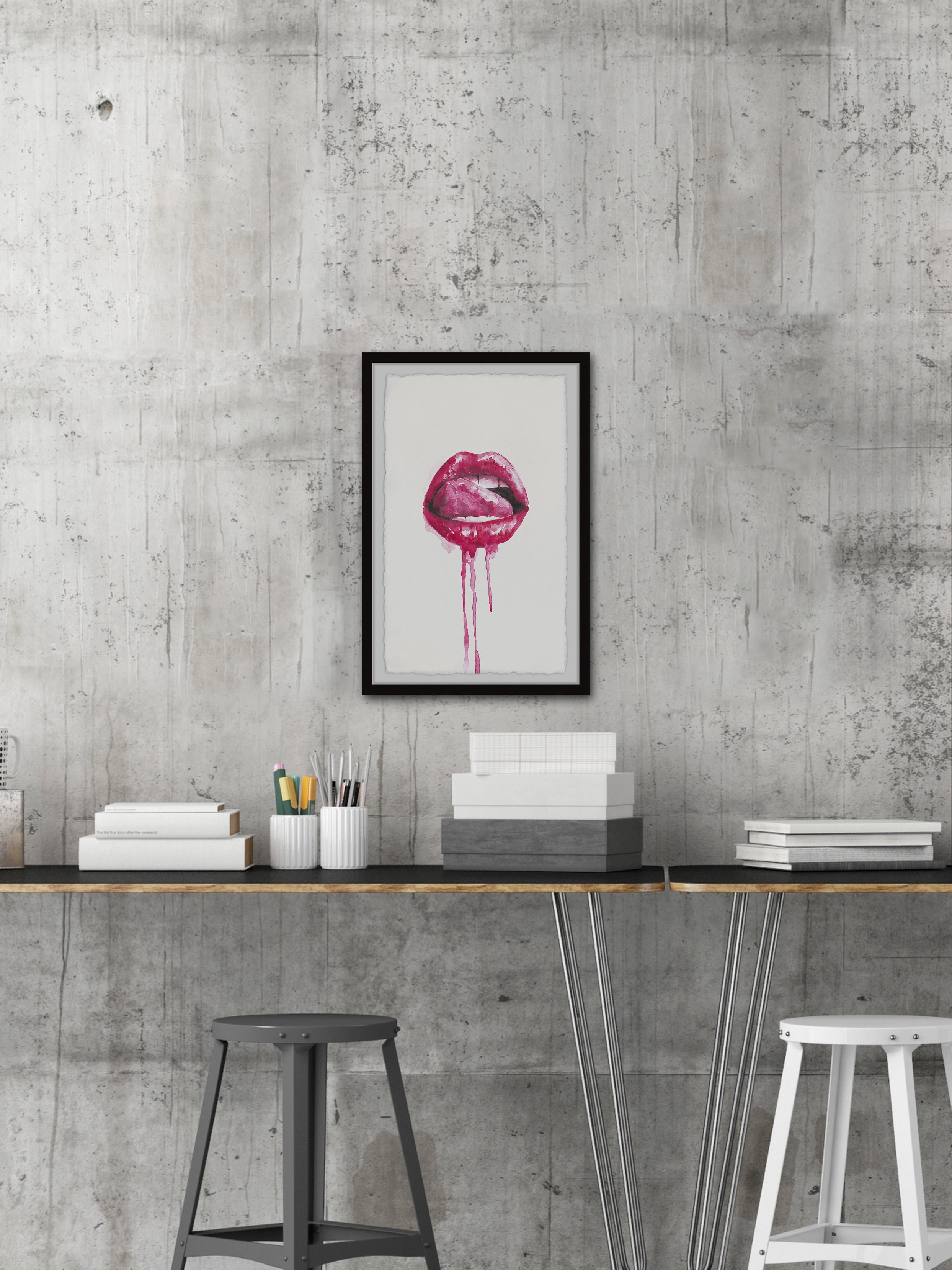 Marmont Hill "Enticing Lips" Framed Painting Print