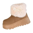 thumbnail image 2 of Viluyesy Womens Winter Snow Boots Platform Fur Lined Warm Non Slip Faux Suede Pearl Bow Casual Boots Khaki Size 8.5, 2 of 9