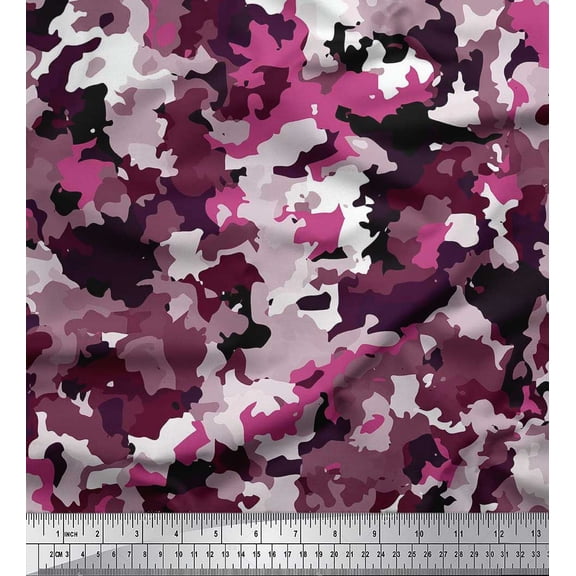 Soimoi polyester Crepe Fabric Two Tone With White Camouflage Printed Craft Fabric by the Yard 42 Inch Wide