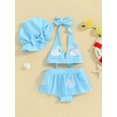 thumbnail image 2 of Bslissey Toddler Baby Girls Cute 3Pcs Bikini Swimsuit Sleeveless Halter Neck Tank Tops + Skirt Hem Shorts + Hat 9M-3T Infant Casual Summer Bathing Suits Beach Wear, 2 of 9