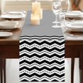 thumbnail image 3 of Black Chevron 108 Inch Table Runner, Geometric Grey Print Wavy Striped White Farmhouse Dresser Scarf Cotton & Linen Tablerunner for Dining/Kitchen Island/Holiday Party Décor 13" x 108", 3 of 9