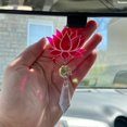 thumbnail image 2 of Pink Lotus Flower Car Charm, Auto Rear View Mirror Accessories, Rainbow Crystal Suncatcher, BOHO Minimalist Dainty Decor, New Car Gift For Her, 2 of 3