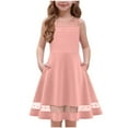 thumbnail image 3 of Mevxay Girls Elegant Dresses Sleeveless Round Neck A-line Party Dance Graduation Mesh Dress Size 5-12 Pink, 3 of 9