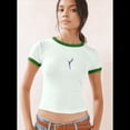 thumbnail image 4 of Camiseta Gráfica Vintage para Mujer con Cuello Redondo Acanalado y Ribete en Contraste Bordes Blancos y S, 4 of 10