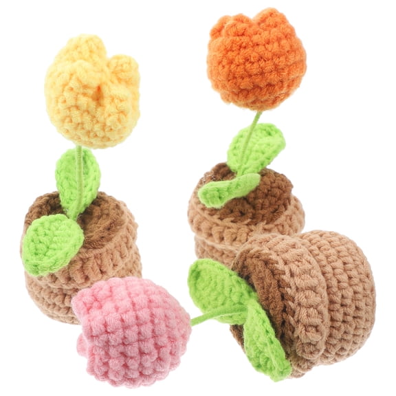 WRITWAA Assorted Crochet Flower Bonsai for Desktop Home Decoration