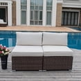 thumbnail image 2 of COSIEST 2-Piece Outdoor Furniture Brown Armless Chairs for Wicker Sectional Sofa Set, 2 of 4
