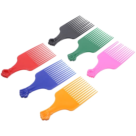 KONTONTY 6-Pack Hair Picks for Styling, Tooth Combs in Assorted Colors, Detangling Hair Tools