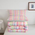 thumbnail image 5 of Manfei Geometric Check Twin Comforter Sets,Classic Checkered Themed Bedding Set,Pink Green,Light Gray Reversible,2pcs,1 Comforter and 1 Pillowcase,2pcs,1 Comforter and 1 Pillowcase, 5 of 7