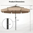 thumbnail image 3 of Costway 10 FT Solar Patio Umbrella with 32 LED Lights 3-Tier Vented Top & Ruffles Brown, 3 of 10