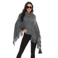 thumbnail image 4 of FANNYC Textured Knitted Poncho Cape Shawl Pullover Top Irregular Hem Tassel Fringed Sweater Cloak Wrap Outwear For Women, 4 of 7