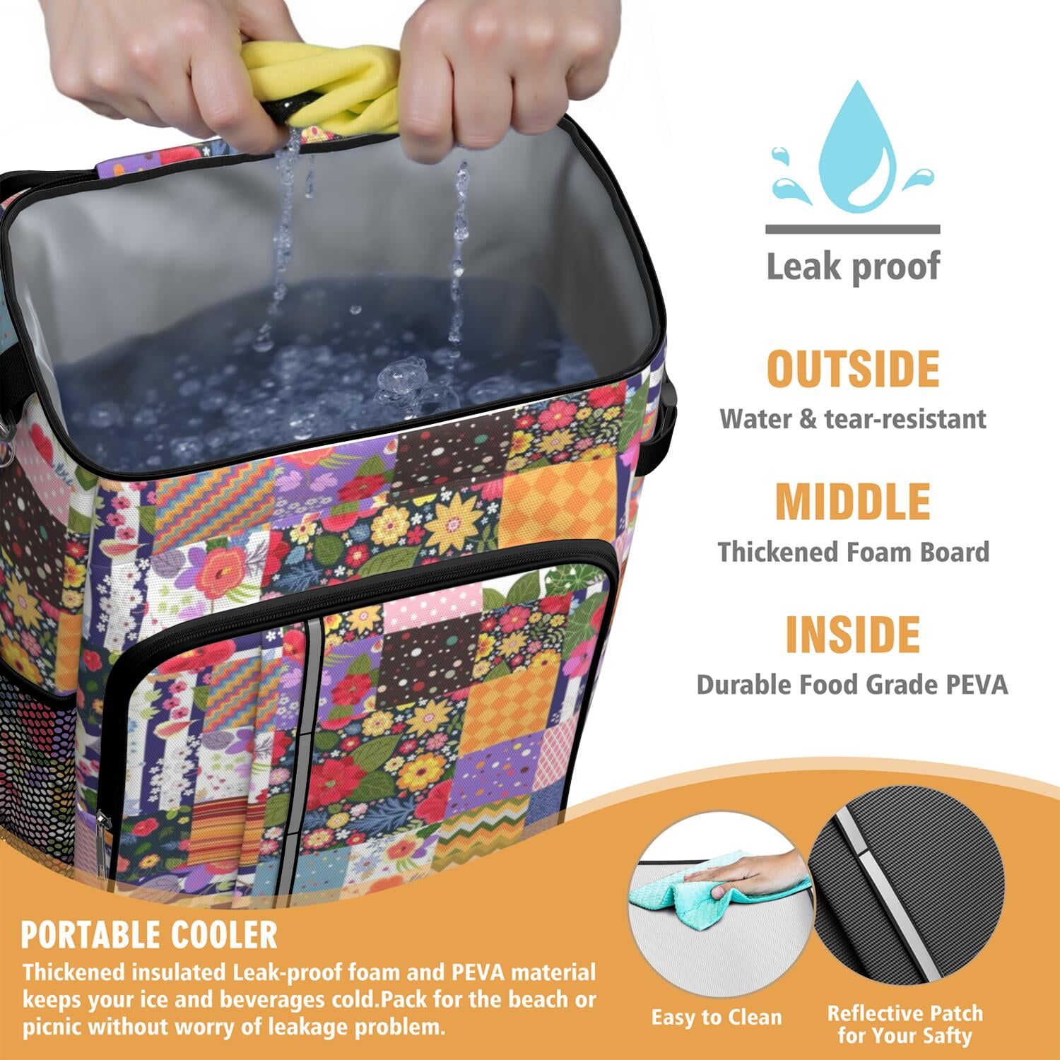 Travel Cooler Bag - Pioneer Flower Camping Beer Cooler Backpack with Bottle Opener- Waterproof Insulated Picnic Backpacks - Cooler Bag for Beach