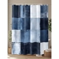 thumbnail image 4 of Shower Curtain Splicing Geometric Plaid Shower Curtains for Bathroom, Waterproof Polyester Shower Curtain Set with Hooks, Extra Long 72" x 78" Blue Checkered, 4 of 6