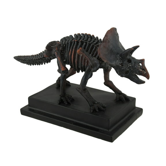 Zeckos Antique Bronze Finish Mounted Triceratops Skeleton Statue