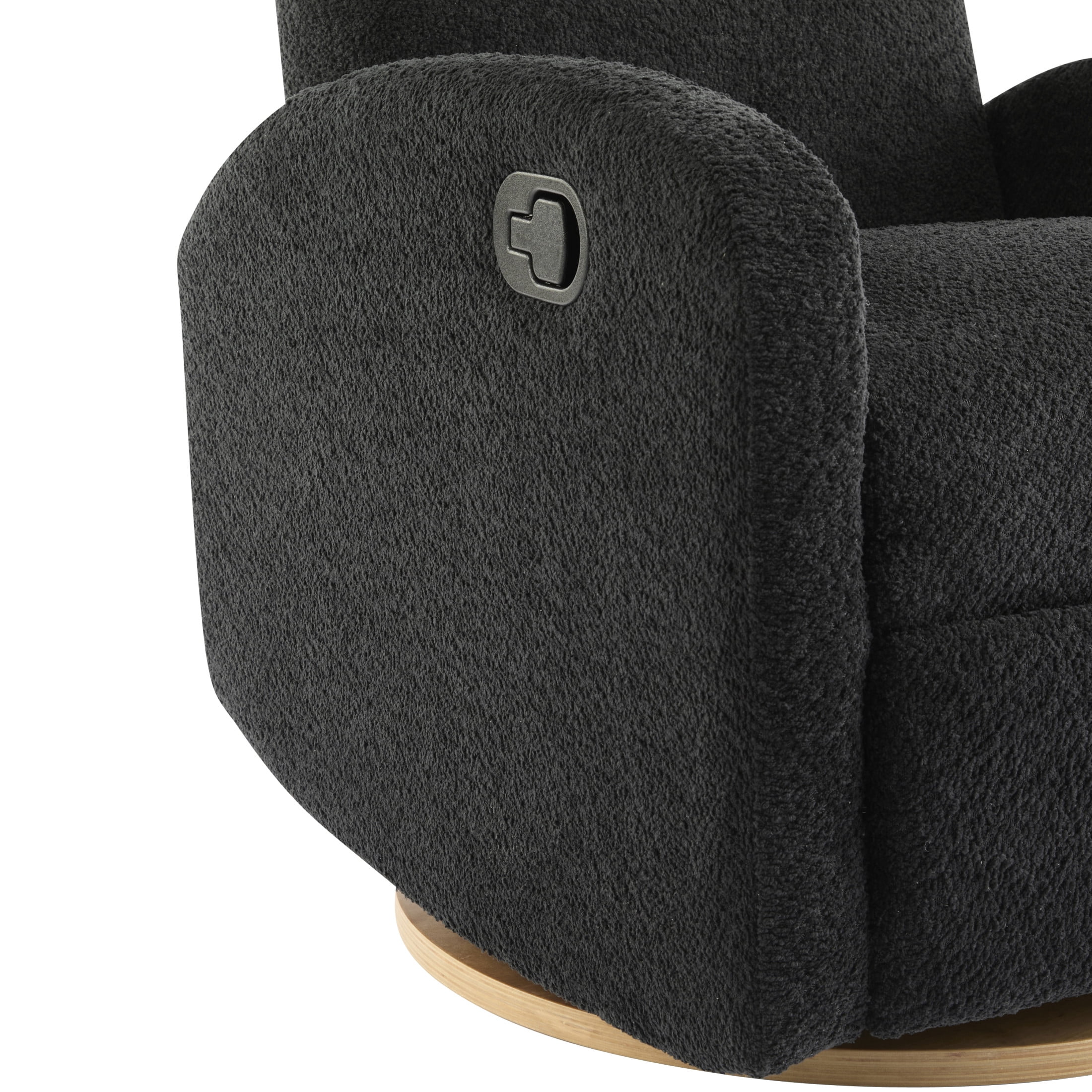 Christopher Knight Home 360° Swivel Glider Recliner Chair, Upholstered Lounge Seat with Solid Wood Base, Black