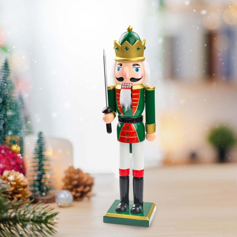Christmas Nutcracker Soldier Ornament - 30cm (11.8") Wooden Figurine For Holiday Home, Bar, Or Bookshelf Decor