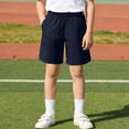 thumbnail image 2 of Yindaity Cotton Shorts Boys Boys Golf Shorts Adjustable Waist Kids Uniform Chino Causal Athletic Shorts Pockets(Dark Blue,10-11 Years), 2 of 7