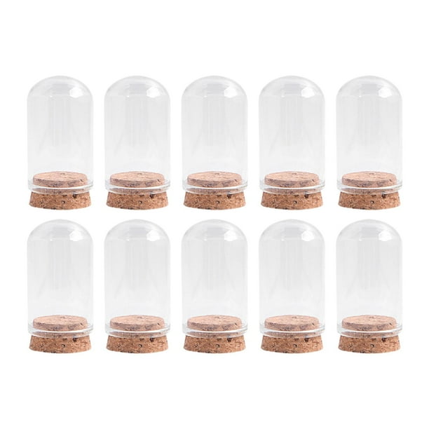 10 frascos decorativos de cúpula de vidrio versátiles con base de corcho. 30 mmx50 mm