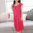 thumbnail image 5 of Wancir Women's Summer Lace Trim Nightdress Breathable & Cooling Icy Silk Sleeveless Mid-Calf Sleepwear, 5 of 8