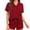 Red, variant on Plaid Print Womens Pjs Short Sleeve V Neck Pajama Set Drawstring Shorts Soft Comfy Casual Lounge Sleepwear Lightweight Summer Two Piece Pajama Set