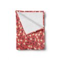 thumbnail image 2 of Flower Soft Flannel Fleece Throw Blanket, Doodle Style Floral Pattern Spring Romance Theme, Cozy Plush for Indoor and Outdoor Use, 50" x 70", Coral Cream, by Ambesonne, 2 of 6