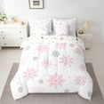 thumbnail image 2 of Manfei Merry Christmas Kids Bedding Comforter Set 7pcs, Cute Pink Snowflake Queen Bedding Sets, Fairy Tale Theme Reversible Queen Sheet Sets, Lightweight Room Decor, 2 of 7