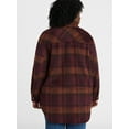 thumbnail image 4 of Terra & Sky Women's Plus Longline Brushed Plaid Shacket, Midweight, Sizes 0X-5X, 4 of 6