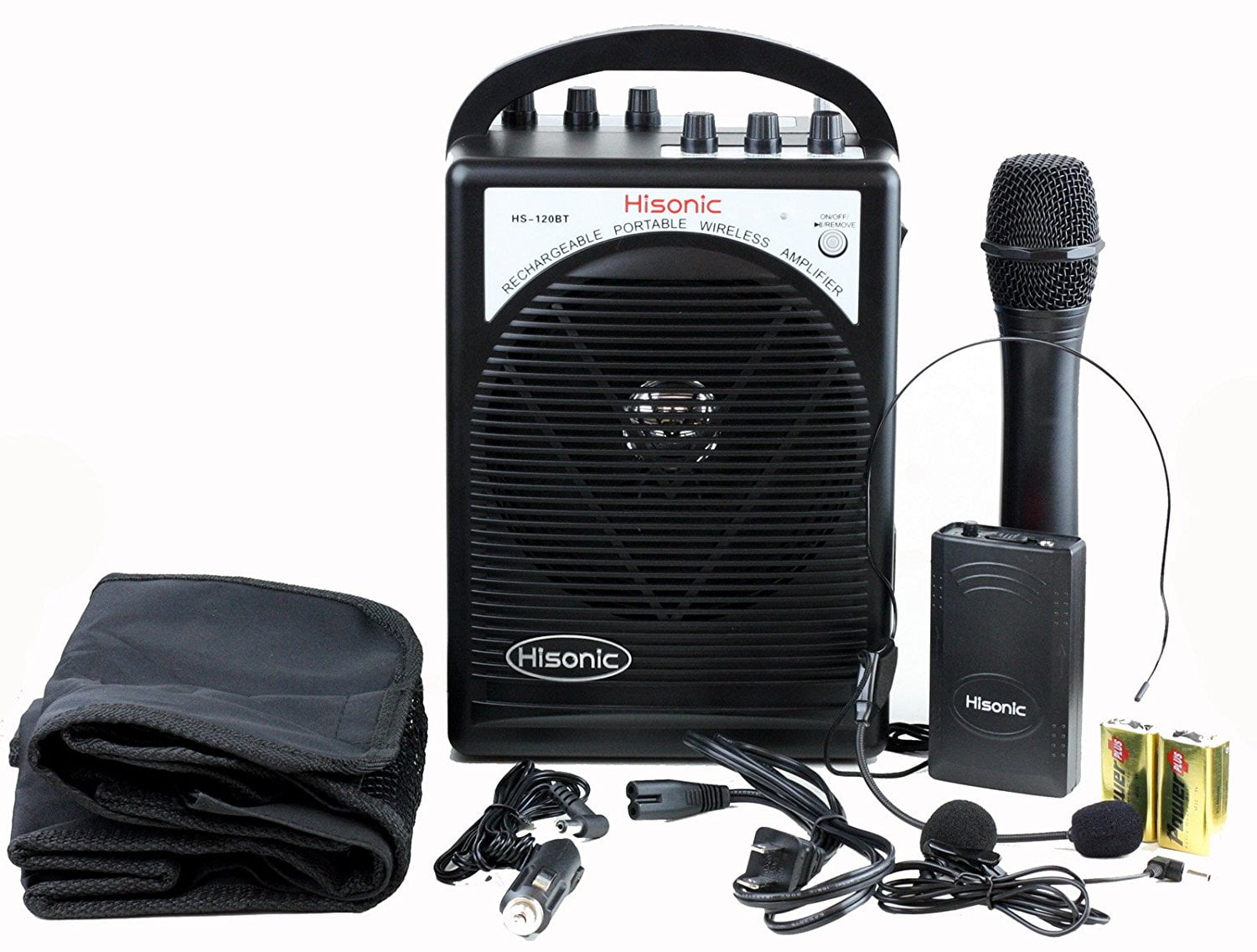 Hisonic Portable UHF 8-Channel Dual Wireless Handheld Microphone System with Rechargeable Bluetooth Receiver 