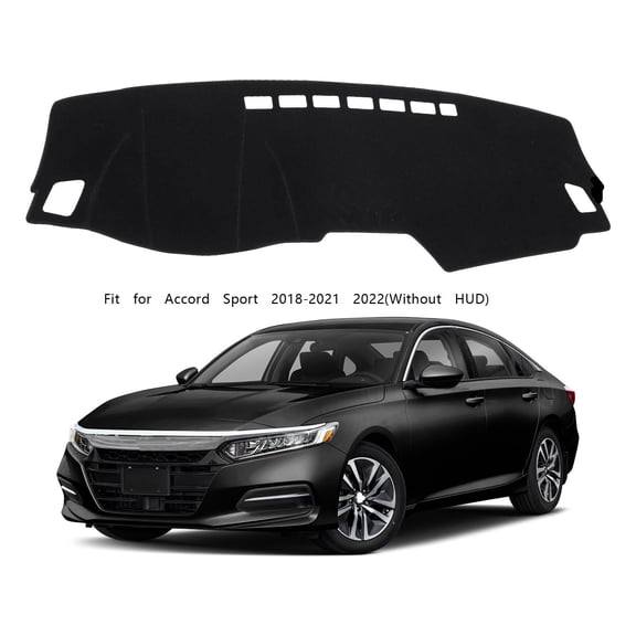 Car Dash Cover Mat for Accord Sport 2018-2021 2022(Without HUD) Left Hand Driving Polyester Non-Slip Center Console Dash Cover Interior for Accord Accessories Sunshade No Glare Black
