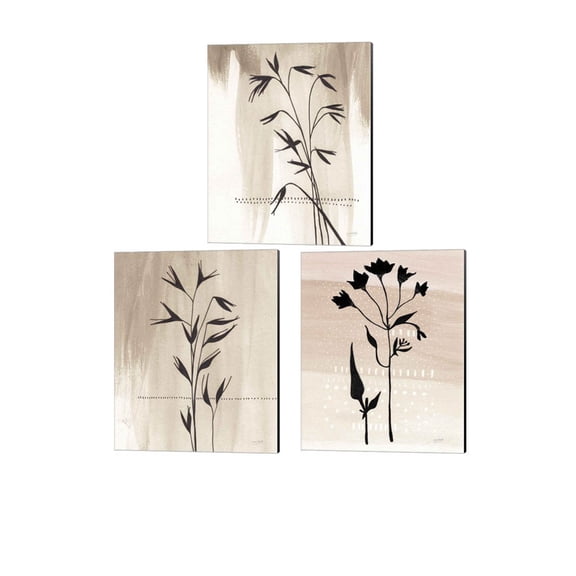 Great Art Now Jasmine & Valentine Delight Neutral by Lynn Mack 3 Piece Canvas Art Set Each 12W x 15H