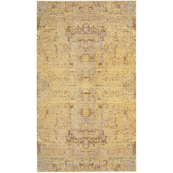 SAFAVIEH Mystique Gabriel Distressed Polyester Area Rug, Gold/Multi, 3' x 5'