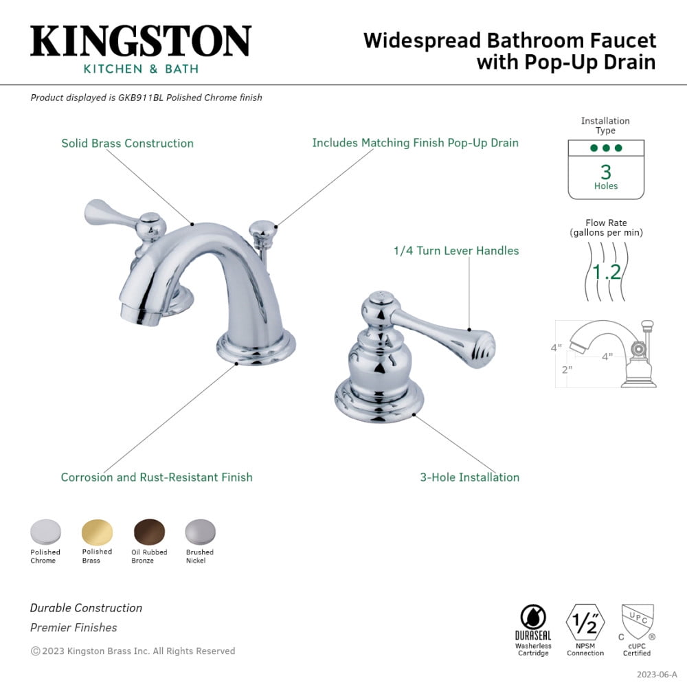 Kingston Brass GKB915BL Vintage Deck Mount Bathroom Faucet, Oil Rubbed Bronze