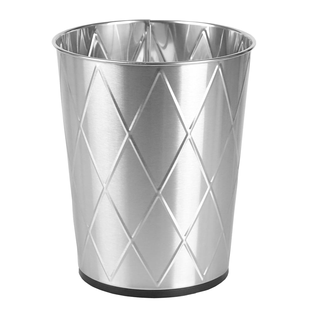 Home Basics 2 gal Diamond Open Top Stainless Steel Bathroom Trash Can, Silver