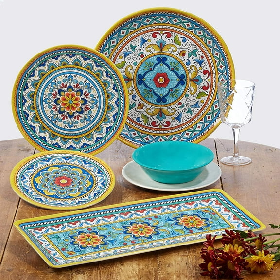 Portofino Melamine Hostess Set, Multi Colored, Large