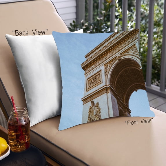 Ahgly Company Sites Arc de Triomphe Outdoor Throw Pillow, 18 inch by 18 inch