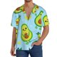thumbnail image 1 of Balery Cartoon Avocado Camisa Casual de Manga Corta con Botones para Hombre, Texturizada, Estilo Cubano, para Playa, Verano-XX-Large, 1 of 5