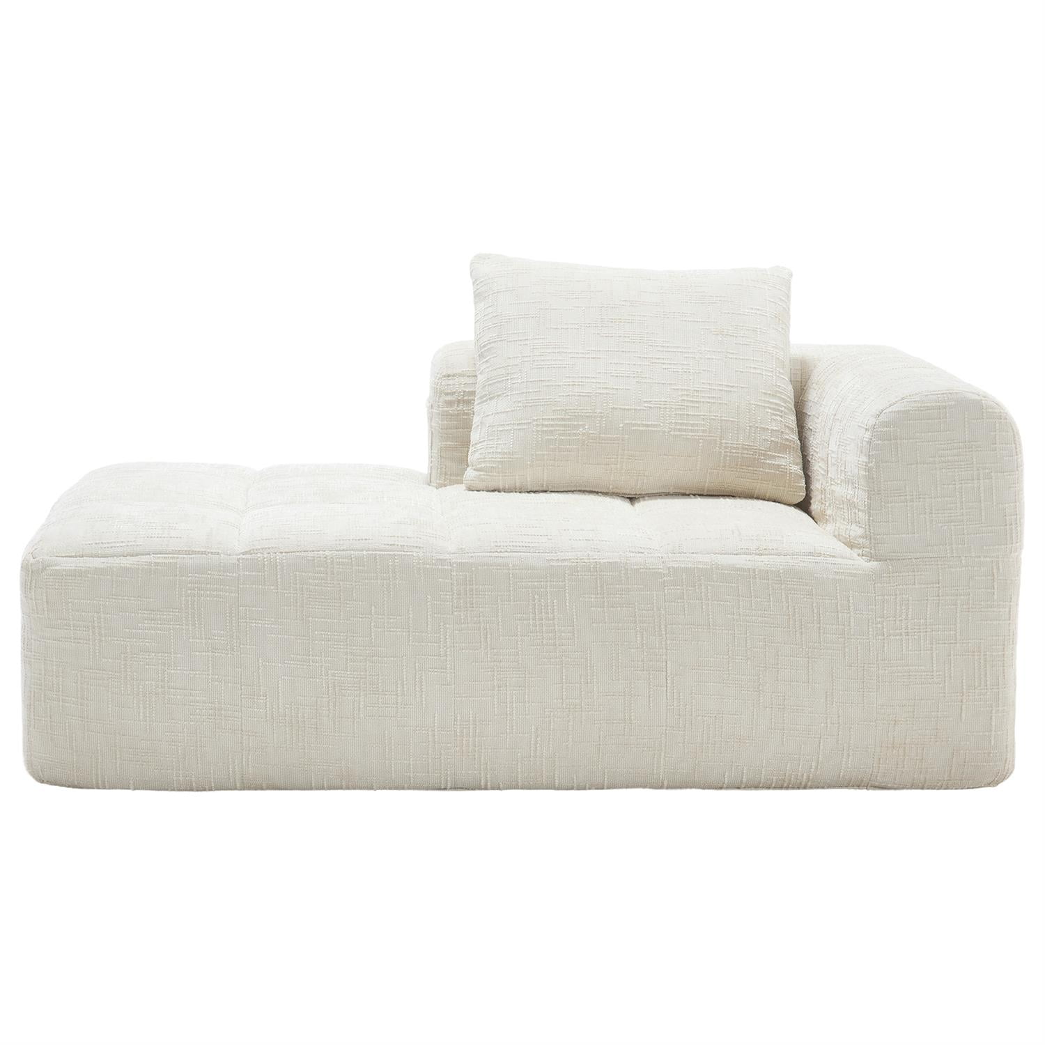Demi Bonn 62" Plush Chenille Loveseat Sofa, Modular Sleeper for Living Room, Bedroom, Apartment Lounge, Stylish & Comfortable Couch, White