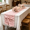 thumbnail image 1 of Christmas Table Flag Bows Heart Pattern Decorative Table Runner Tablecloth, Polyester, Red/Pink/Yellow/Purple, 180 x 38 cm, 1 pc, 1 of 6