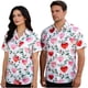 thumbnail image 4 of Ceisia Fashion Unisex Men Women Casual Short Sleeve Gift Printed Turndown Collar Button Shirt, 4 of 7