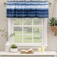 thumbnail image 3 of Blue Stripes Valances for Windows, Decorative Rod Pocket Window Valance Curtains, Watercolor Vintage Abstract Gradient Mottled Short Curtain Drapes for Kitchen/Living Room, 2 Panels, 42" W x 12" L, 3 of 8